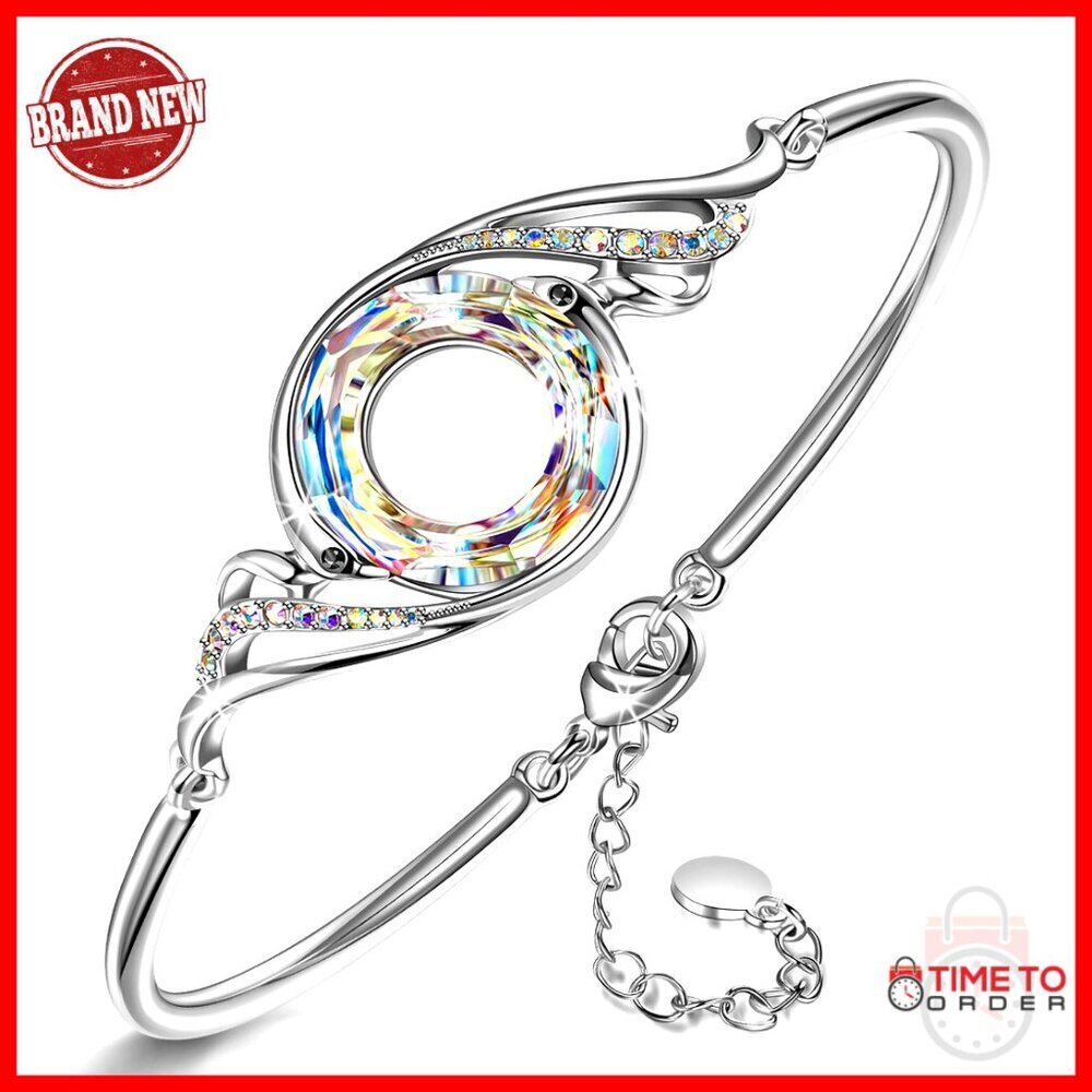Adjustable Crystal Bangle Bracelet Elegant Symbolic Phoenix Design